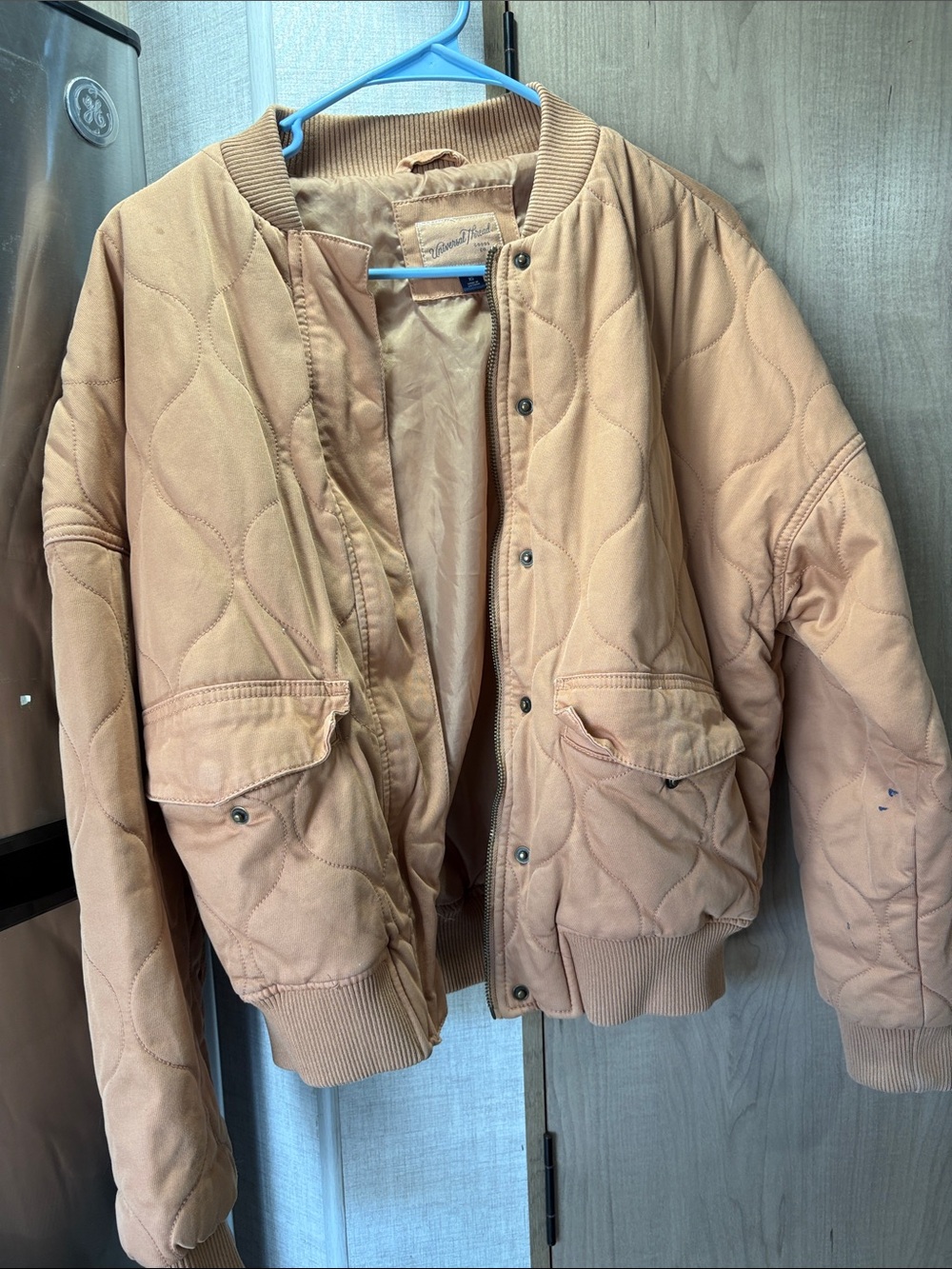 Universal Thread Quilted Bomber Jacket in Tan